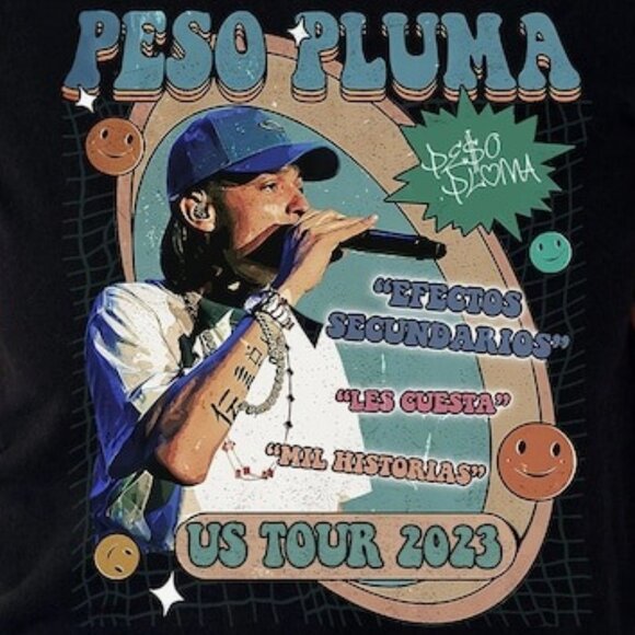 Peso Pluma Album US Tour 2023 T-Shirt Retro Music Concert Fan Gift Graphic 79 - Picture 2 of 6